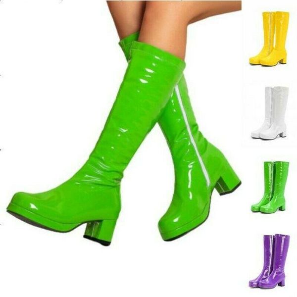 boots women patent leather mid calf cosplay pole dancing riding 5cm heel shoes, Black
boots women patent leather mid calf cosplay pole dancing riding 5cm heel shoes, Black