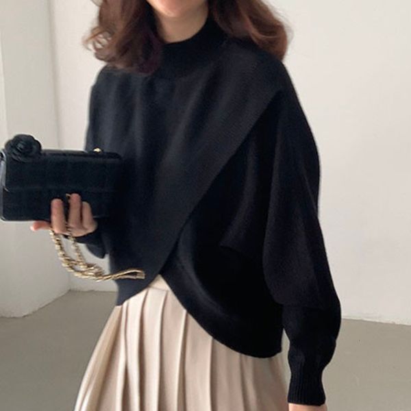 women's sweaters korean fashion sweater spring solid color round neck irregular cross casual sleeve female slit keep warm 552k, White;black
women's sweaters korean fashion sweater spring solid color round neck irregular cross casual sleeve female slit keep warm 552k, White;black