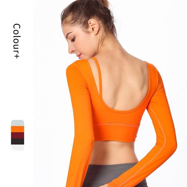 gym clothing atsani women's beautiful back yoga wear long sleeve t-shirt with chest pad running sports bra fitness, White;black
gym clothing atsani women's beautiful back yoga wear long sleeve t-shirt with chest pad running sports bra fitness, White;black