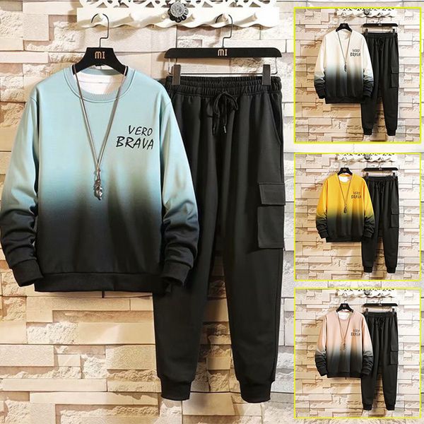 mens sweater men's gradient sweater set 2021 autumn new round neck sports pullover casual pants two-piece, Black
mens sweater men's gradient sweater set 2021 autumn new round neck sports pullover casual pants two-piece, Black