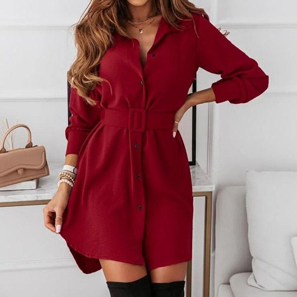 casual dresses sashes shirt dress woman solid long sleeve women's autumn mini turn-down collar button for women 2021 robe, Black;gray
casual dresses sashes shirt dress woman solid long sleeve women's autumn mini turn-down collar button for women 2021 robe, Black;gray