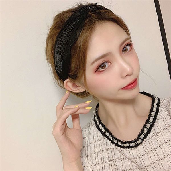 net red fashion sequin lace knot wide edge hoop fairy pressed adult, Black;brown
net red fashion sequin lace knot wide edge hoop fairy pressed adult, Black;brown