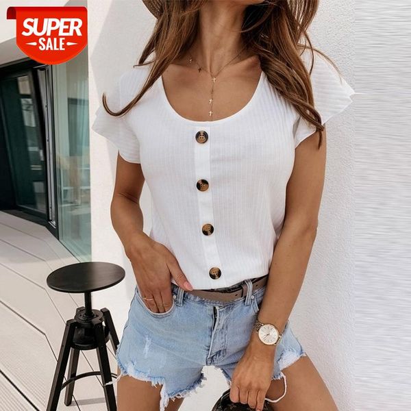 elegant women summer solid t-shirts casual o-neck ruffle short sleeve buttons decor slim pullover office lady rib knit tees #sg1z, White
elegant women summer solid t-shirts casual o-neck ruffle short sleeve buttons decor slim pullover office lady rib knit tees #sg1z, White