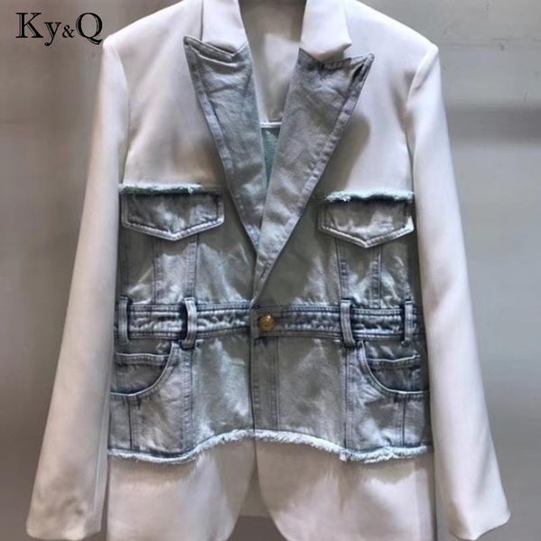 women's suits & blazers 2021 blue autumn arrive jeans denim loose suit button pocket types, White;black
women's suits & blazers 2021 blue autumn arrive jeans denim loose suit button pocket types, White;black
