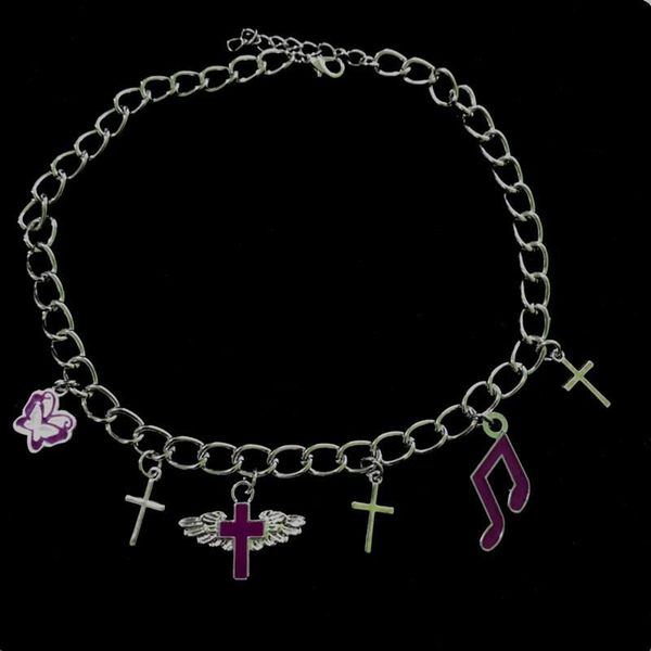 chokers gothic retro harajuku purple butterfly cross musical note wing chain necklace for hip hop women egirl street party accessories, Golden;silver
chokers gothic retro harajuku purple butterfly cross musical note wing chain necklace for hip hop women egirl street party accessories, Golden;silver