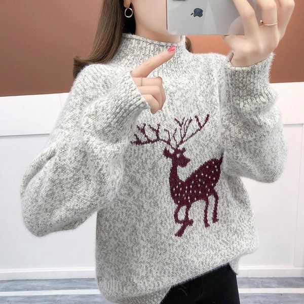 women's sweaters 2021 christmas women pullover temperament round neck half high slim fitting korean bottomed sweater, White;black
women's sweaters 2021 christmas women pullover temperament round neck half high slim fitting korean bottomed sweater, White;black