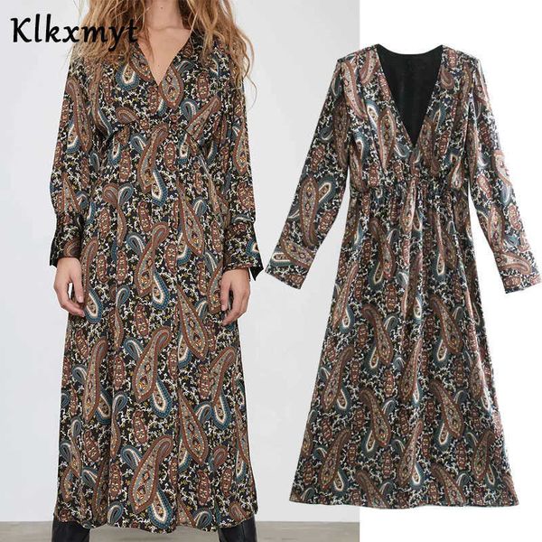 klkxmyt za dress women autumn fashion print midi satin vintage long sleeve v neck female es vestidos mujer 210527, Black;gray
klkxmyt za dress women autumn fashion print midi satin vintage long sleeve v neck female es vestidos mujer 210527, Black;gray