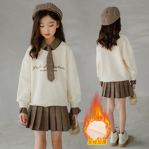 girls clothes sets autumn winter teen girl velvet thicken sweatshirt and pleated skirts 2 pcs suit children girls outfit 3-14y, Red;yellow
girls clothes sets autumn winter teen girl velvet thicken sweatshirt and pleated skirts 2 pcs suit children girls outfit 3-14y, Red;yellow