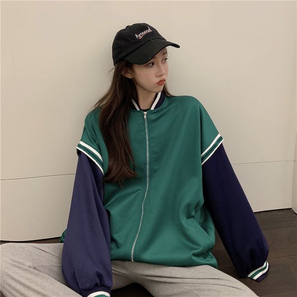 2021 autumn new trendy loose slim fashion stitching baseball uniform jacket women 7sit, Black
2021 autumn new trendy loose slim fashion stitching baseball uniform jacket women 7sit, Black