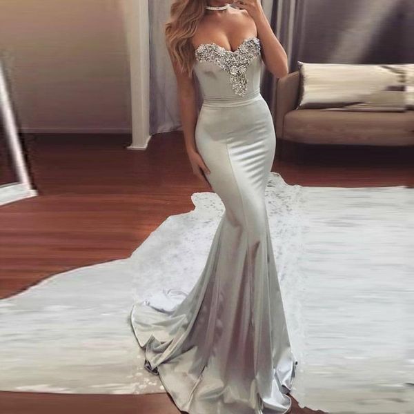 party dresses gray sweetheart long prom dress with lace neckline custom made mermaid 2021 vestidos de gala, White;black
party dresses gray sweetheart long prom dress with lace neckline custom made mermaid 2021 vestidos de gala, White;black