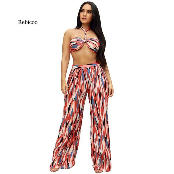 women 2 pieces outfits halter summer crop and wide leg pant wave striped women suit, Gray
women 2 pieces outfits halter summer crop and wide leg pant wave striped women suit, Gray