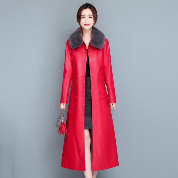 women's leather & faux coat autumn winter 2021 fashion warm detachable fur collar plus cotton liner thick slim sheepskin overcoat, Black
women's leather & faux coat autumn winter 2021 fashion warm detachable fur collar plus cotton liner thick slim sheepskin overcoat, Black