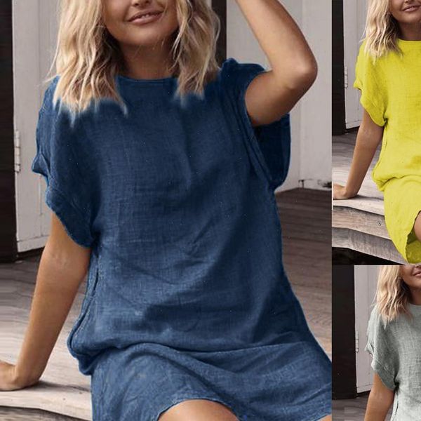 summer dress women summer casual solid short sleeve dress crew neck linen dress casual condole belt womens clothing mulheres, Black;gray
summer dress women summer casual solid short sleeve dress crew neck linen dress casual condole belt womens clothing mulheres, Black;gray