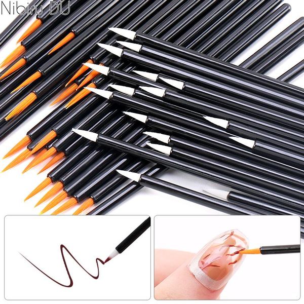 nail brushes 50pcs art painting pen brush reusable diy gel polish graffiti tool black handle eyeliner for manicure, Yellow 
nail brushes 50pcs art painting pen brush reusable diy gel polish graffiti tool black handle eyeliner for manicure, Yellow