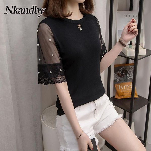 women's t-shirt nkandby plus size summer ice silk tshirt women 2021 mesh patchwork half sleeve bead sweet t shirt lace trim stretch chi, White
women's t-shirt nkandby plus size summer ice silk tshirt women 2021 mesh patchwork half sleeve bead sweet t shirt lace trim stretch chi, White