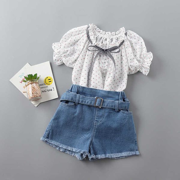 2-7 years girl clothing sets summer casual dot bow kid children shirt+demin pant 2pcs 210615, White
2-7 years girl clothing sets summer casual dot bow kid children shirt+demin pant 2pcs 210615, White