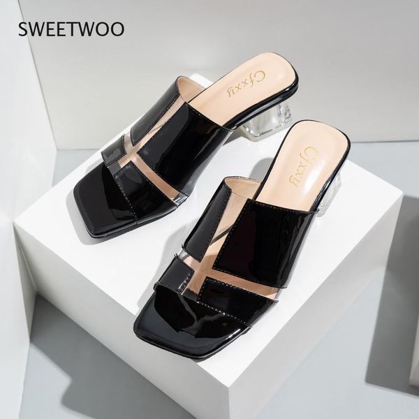 slippers 4.5cm high-heeled sandals ladies square pu+pvc female autumn mirror transparent thick heel women's outside shoes slides, Black
slippers 4.5cm high-heeled sandals ladies square pu+pvc female autumn mirror transparent thick heel women's outside shoes slides, Black