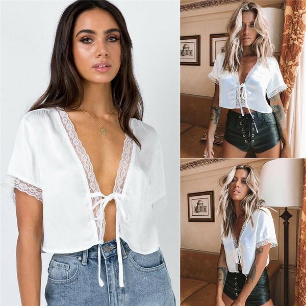 women's blouses & shirts fashion and open lace-up chiffon blouse short sleeve solid white deep v-neck floral lace summer beach
women's blouses & shirts fashion and open lace-up chiffon blouse short sleeve solid white deep v-neck floral lace summer beach