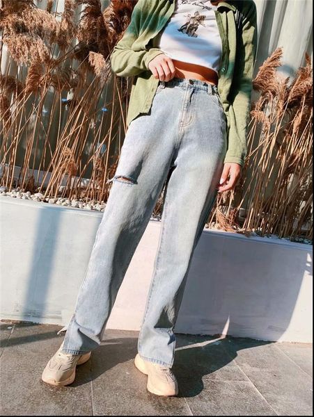 autumn and winter new wild cowboy wash high waist jeans women, street hole casual wide leg jeans women, Blue
autumn and winter new wild cowboy wash high waist jeans women, street hole casual wide leg jeans women, Blue