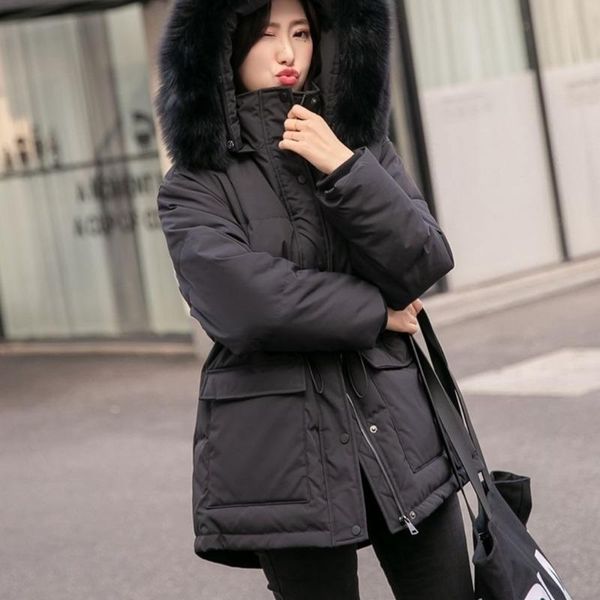 women's down & parkas 2021 winter jacket women fur collar with hooded solid black white female duck coat loose oversized short parka x4
women's down & parkas 2021 winter jacket women fur collar with hooded solid black white female duck coat loose oversized short parka x4