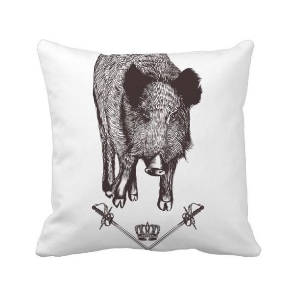 pillow boar sword crown animal baroque style throw square cover