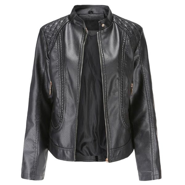 new leather jacket women spring autumn long sleeve stand collar motor biker coat fashion solid pu outwear jacket, Black
new leather jacket women spring autumn long sleeve stand collar motor biker coat fashion solid pu outwear jacket, Black