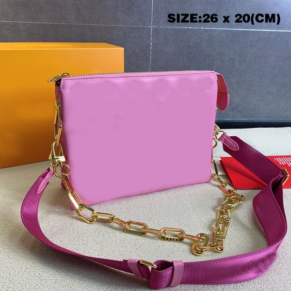 summer latest fuchsia coussin women bag designer luxury crossbody bags with wide shoulder strap and metal chain purse genuine perfect style 
summer latest fuchsia coussin women bag designer luxury crossbody bags with wide shoulder strap and metal chain purse genuine perfect style