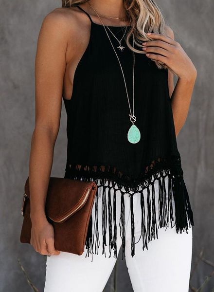 women's tanks & camis halter vest women 2021 fashion hem tassel solid color round neck ladies, White
women's tanks & camis halter vest women 2021 fashion hem tassel solid color round neck ladies, White
