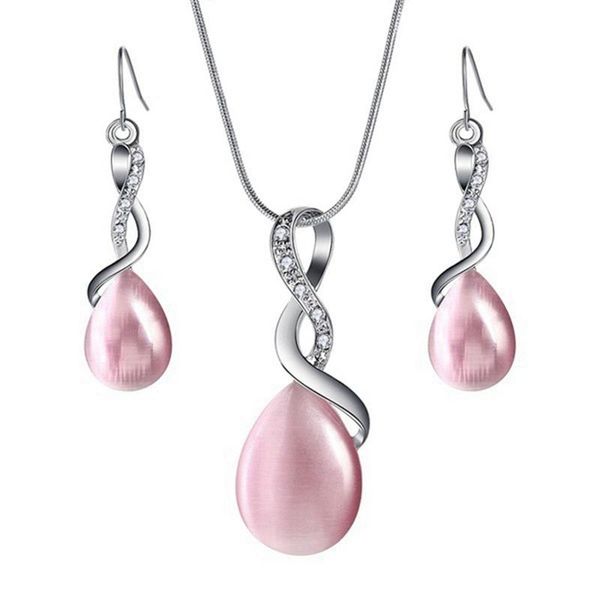 earrings & necklace elegant waterdrop opal stone wedding jewelry sets for women long accessories drop gift, Silver
earrings & necklace elegant waterdrop opal stone wedding jewelry sets for women long accessories drop gift, Silver