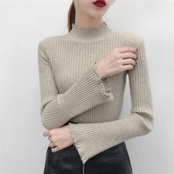women's sweaters edge high-neck sweater female autumn winter slim warm pullover trumpet sleeve knitted sueter mujer, White;black
women's sweaters edge high-neck sweater female autumn winter slim warm pullover trumpet sleeve knitted sueter mujer, White;black