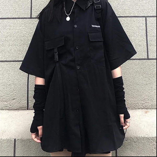 single set summer korean versatile dark loose bf shirt women fashion two piece set skirt jupe dropshipping, Black
single set summer korean versatile dark loose bf shirt women fashion two piece set skirt jupe dropshipping, Black