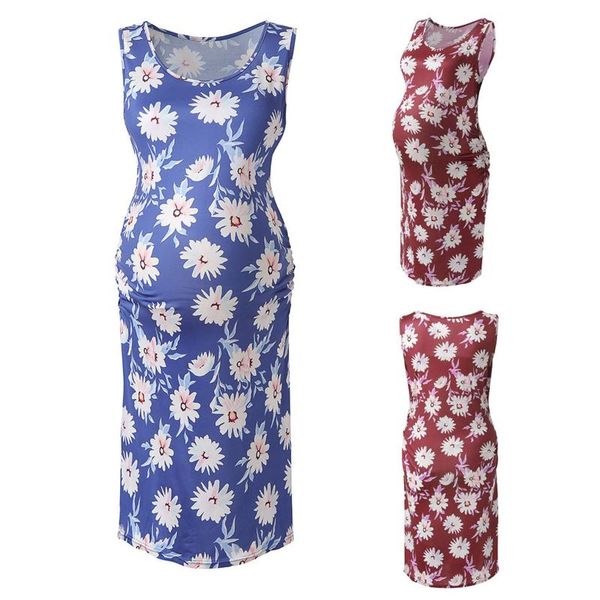 maternity dresses gown summer round neck sleeveless little daisy print vest dress long skirt robe maternité, White
maternity dresses gown summer round neck sleeveless little daisy print vest dress long skirt robe maternité, White