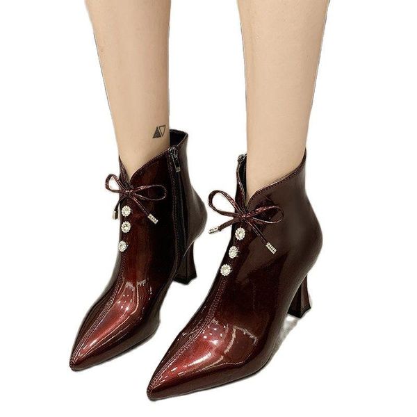 dress shoes est boots patent leather women 's autumn knot winter fashion high-heel short and bow goth zipper leisure punk, Black
dress shoes est boots patent leather women 's autumn knot winter fashion high-heel short and bow goth zipper leisure punk, Black