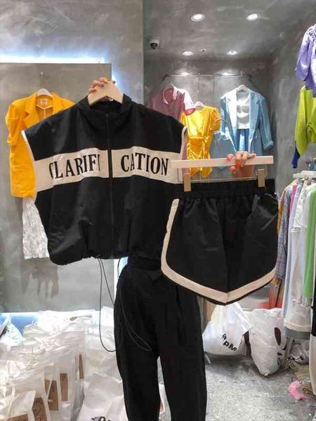 han guodong door summer fashion womens pants colours letters draw string elastic zipper sleeveless two piece women, White
han guodong door summer fashion womens pants colours letters draw string elastic zipper sleeveless two piece women, White