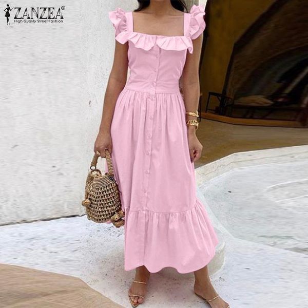 casual dresses 2021 zanzea summer ruffles dress women square neck sleeveless holiday sundress bohemian solid beach midi vestidos, Black;gray
casual dresses 2021 zanzea summer ruffles dress women square neck sleeveless holiday sundress bohemian solid beach midi vestidos, Black;gray