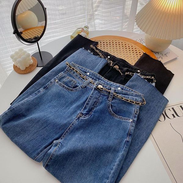 women's jeans summer fashion jean women casual chain decoration high waist hole loose straight wide leg pants femme blue black bottoms
women's jeans summer fashion jean women casual chain decoration high waist hole loose straight wide leg pants femme blue black bottoms