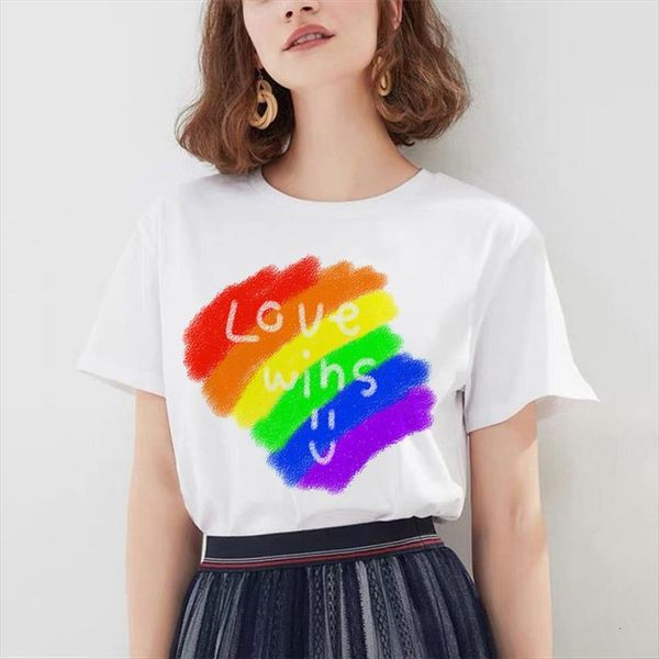 lgbt o neck women t shirts short sleeve summer casual harajuku rainbow wins print female tee, White 
lgbt o neck women t shirts short sleeve summer casual harajuku rainbow wins print female tee, White