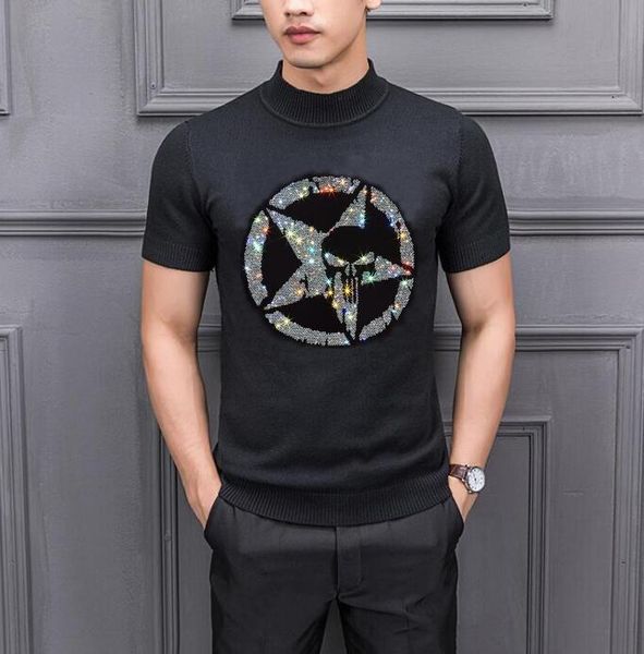 men's sweaters fashion brand 100% cotton short sleeves male rhinestones, White;black
men's sweaters fashion brand 100% cotton short sleeves male rhinestones, White;black