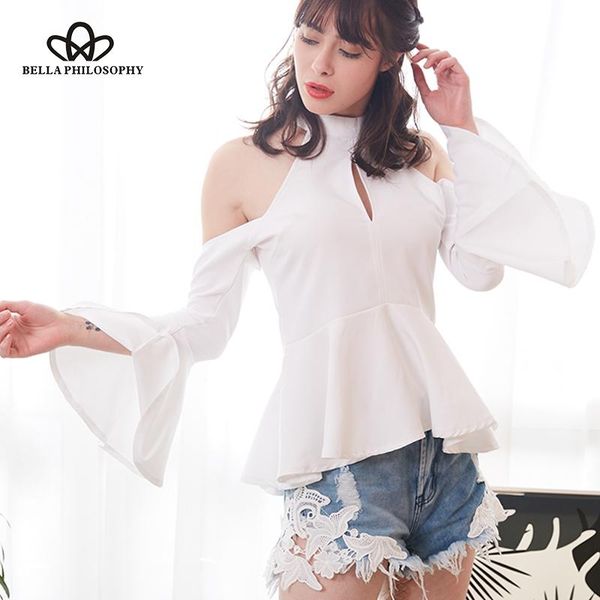women's blouses & shirts philosophy 2021 summer halter women blouse flare sleeve cold shoulder female shirt cut out ruffles casual blu, White
women's blouses & shirts philosophy 2021 summer halter women blouse flare sleeve cold shoulder female shirt cut out ruffles casual blu, White