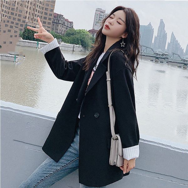 2021 spring female office lady notched collar long-sleeved blazer coat doube breasted loose black suit 8y281, Black;brown
2021 spring female office lady notched collar long-sleeved blazer coat doube breasted loose black suit 8y281, Black;brown