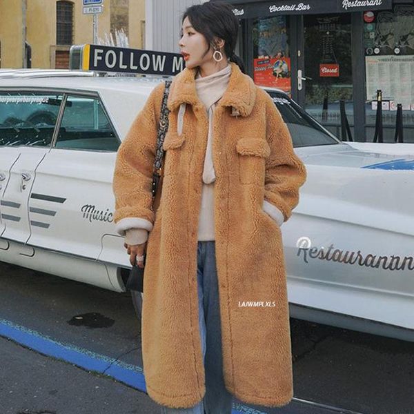 women 2021 autumn winter long fur coat lapel casual loose faux lambswool fur jacket sheep shearling outwear, Black
women 2021 autumn winter long fur coat lapel casual loose faux lambswool fur jacket sheep shearling outwear, Black