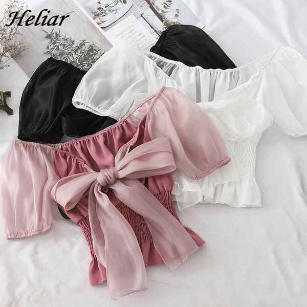 2021 new summer bowknot chiffon shirt slash shoulder transparent mesh sleeve solid for fashion women bbet, White
2021 new summer bowknot chiffon shirt slash shoulder transparent mesh sleeve solid for fashion women bbet, White