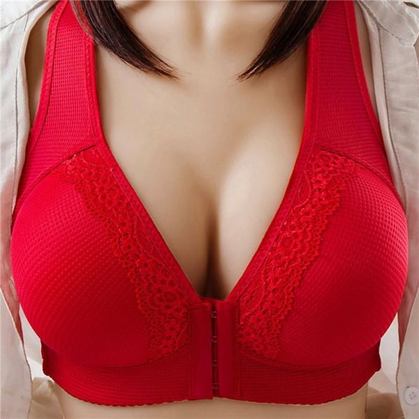 bras women's no steel ring front buckle beautiful back thin underwear closure bra plus size wireless cup, Red;black
bras women's no steel ring front buckle beautiful back thin underwear closure bra plus size wireless cup, Red;black