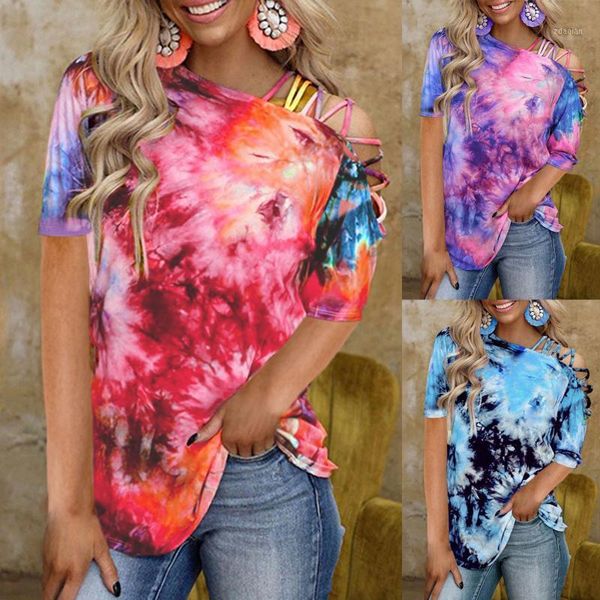 women's blouses & shirts tie-dye print dew shoulder women fashion short sleeve skew collar casual tee teens street plus size blouse, White
women's blouses & shirts tie-dye print dew shoulder women fashion short sleeve skew collar casual tee teens street plus size blouse, White