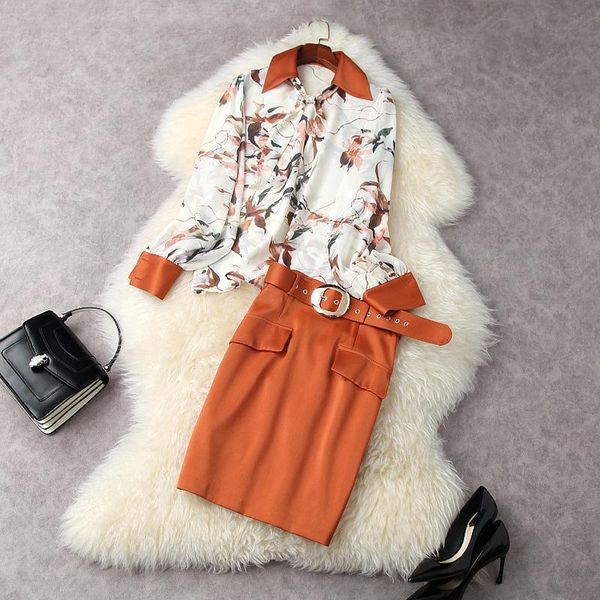 two piece dress women set spring summer 2021 lantern sleeve floral chiffon blouses and belted pencil skirt suit orange, White
two piece dress women set spring summer 2021 lantern sleeve floral chiffon blouses and belted pencil skirt suit orange, White