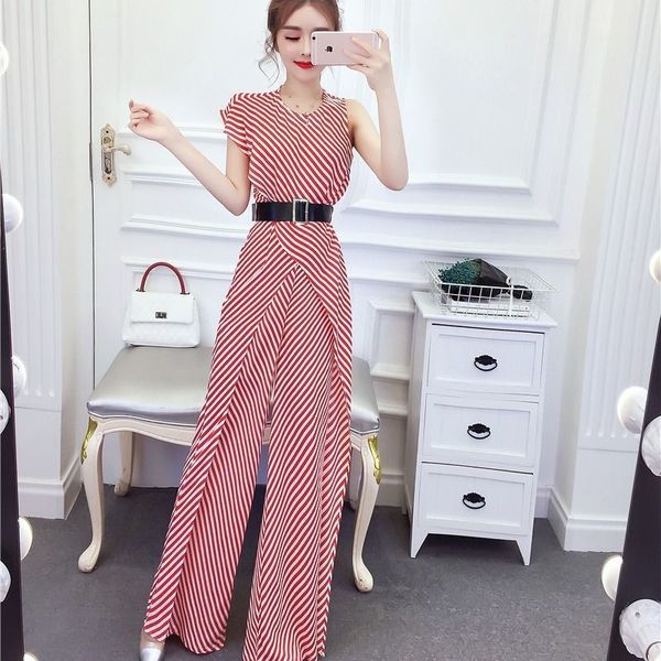 summer female fashion temperament stripe high thin waist loose pants wide coveralls y656 225f, White;black
summer female fashion temperament stripe high thin waist loose pants wide coveralls y656 225f, White;black