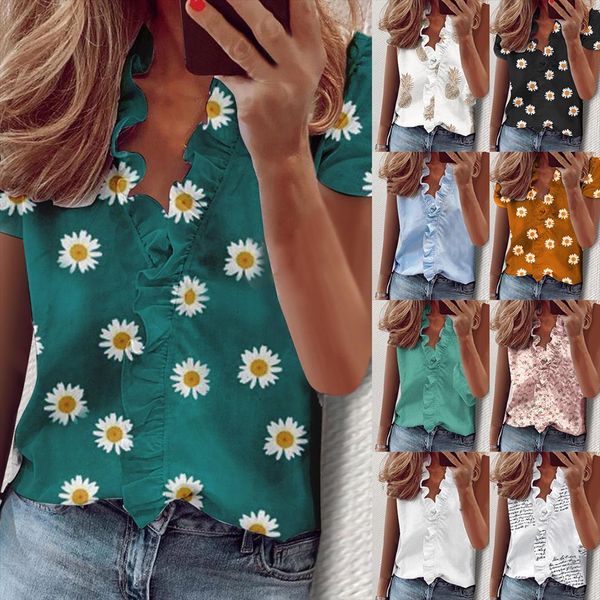daisy pineapple print ruffle women shirt office summer short sleeve slim v neck elegant, White
daisy pineapple print ruffle women shirt office summer short sleeve slim v neck elegant, White