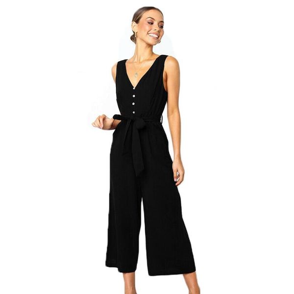 women's jumpsuits & rompers women solid trousers sleeveless v neck bandage belted wide leg pants holiday fashion summer set, Black;white
women's jumpsuits & rompers women solid trousers sleeveless v neck bandage belted wide leg pants holiday fashion summer set, Black;white