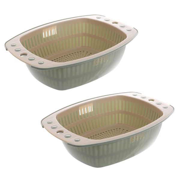 storage baskets 2pcs kitchen multifunction drain basket double layer plastic washing basin for vegetable fruit (green)
storage baskets 2pcs kitchen multifunction drain basket double layer plastic washing basin for vegetable fruit (green)