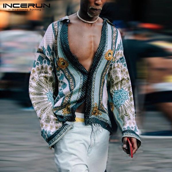 men printing shirt long sleeve turn down collar streetwear ethnic style button 2021 casual camisa masculina incerun s-5xl, White;black
men printing shirt long sleeve turn down collar streetwear ethnic style button 2021 casual camisa masculina incerun s-5xl, White;black